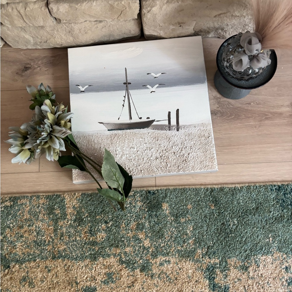 Seaside Canvas Art with Boat and Seagulls. Entire LOT of items. (DISCOUNT 3/$20)